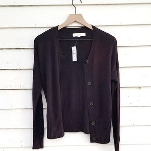 NWT LOFT sz Small burgundy button-up cardigan